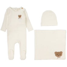 Load image into Gallery viewer, Lilette Cream Bear Applique Layette Set
