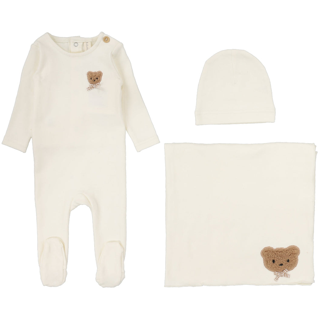 Lilette Cream Bear Applique Layette Set