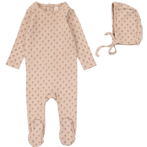 Lilette Dusty Pink Ballard Print Stretchie with Bonnot