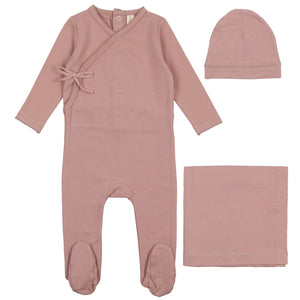Lilette Rose Brushed Cotton Wrapover Layette Set