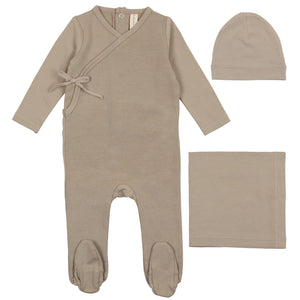 Lilette Taupe Brushed Cotton Wrapover Layette Set