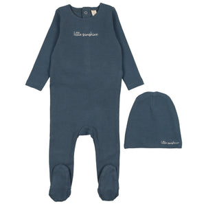 Lilette Off Navy Cotton Word Stretchie with Beanie
