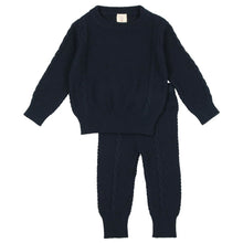 Load image into Gallery viewer, Analogie by Lil Legs Navy Cable Knit Set
