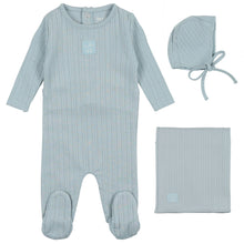 Load image into Gallery viewer, Bee &amp; Dee Blue Fog Classic Pointelle Collection Layette Set
