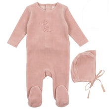 Load image into Gallery viewer, Bee &amp; Dee Rose Smoke Classic Velour Stretchie with Bonnet
