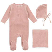 Load image into Gallery viewer, Bee &amp; Dee Rose Smoke Classic Velour Layette Set
