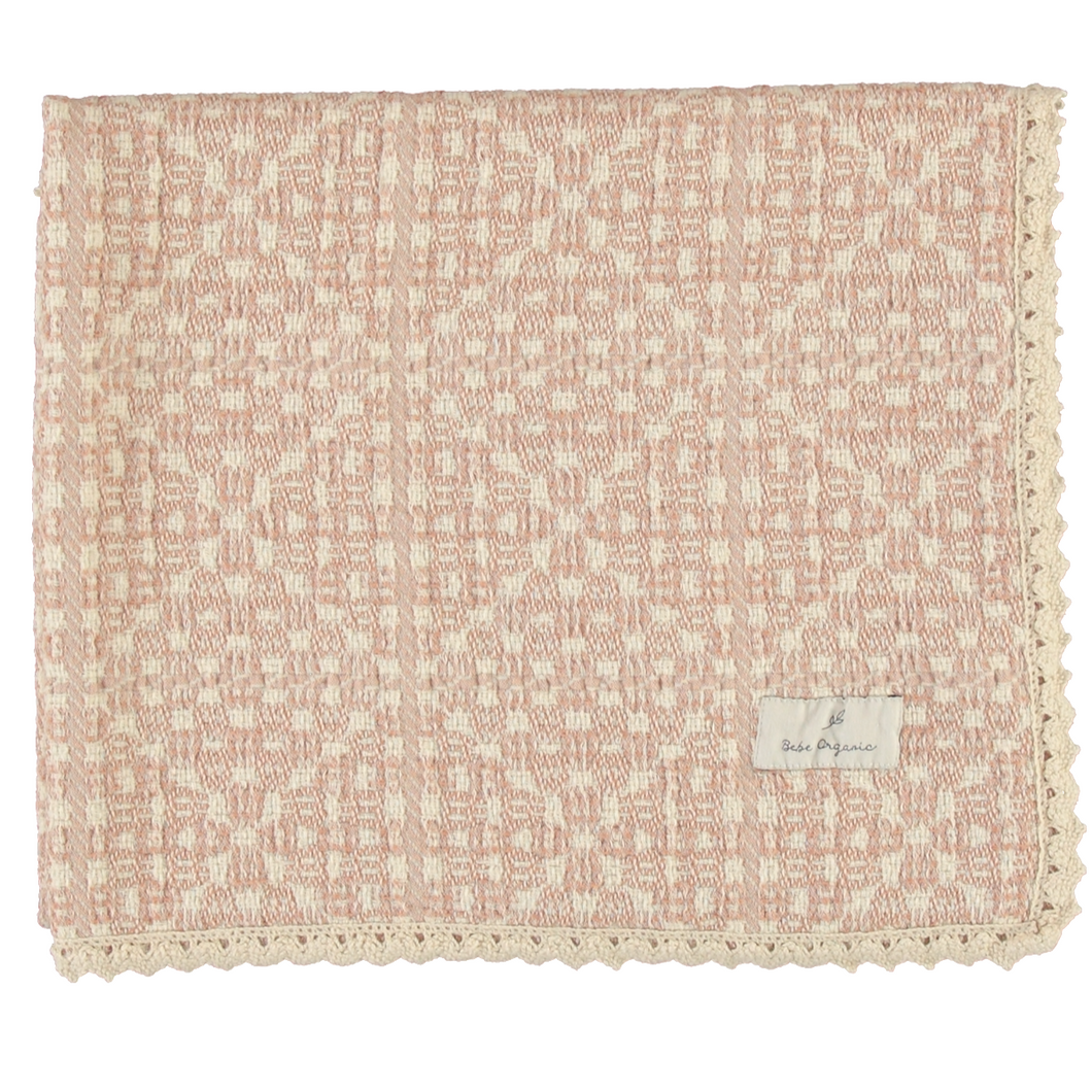 Bebe Organic Faded Rose Crochet Blanket