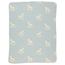 Load image into Gallery viewer, Bebe Organic Faded Blue Cuddle Horse Blanket
