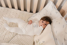 Load image into Gallery viewer, Ely&#39;s and Co Ivory/Blue Velour Center Floral Stretchie and Bonnet
