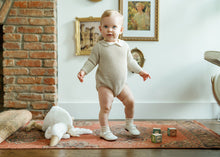 Load image into Gallery viewer, Analogie by Lil Legs Natural Pointelle Collar Knit Romper

