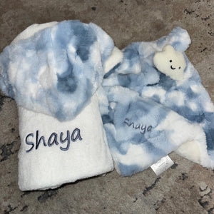 Confetti Blue/White Oversized Hooded Towel