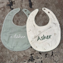 Load image into Gallery viewer, Adora Baby Muslin Bib- Mini Flower Sage
