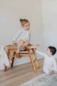 Ely's & Co Beige Popcorn Knit Cardigan/Romper Set
