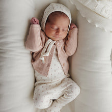 Load image into Gallery viewer, Lilette Cream/Pink Floret Print Stretchie with Bonnet
