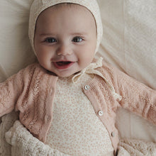 Load image into Gallery viewer, Lilette Cream/Blue Leaf Trail Stretchie with Beanie
