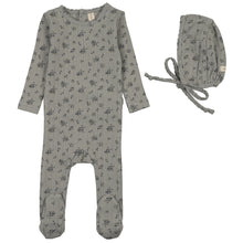 Load image into Gallery viewer, Lilette Light Blue Garden Cluster Print Stretchie and Bonnet
