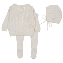 Load image into Gallery viewer, Lil Legs Winter White Crochet Bris Set
