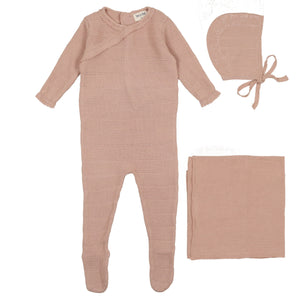 Bee & Dee Darling Pink Pointelle Knit Collection Layette Set