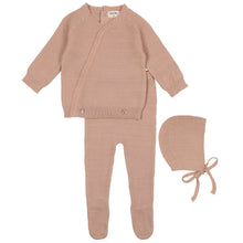 Load image into Gallery viewer, Bee &amp; Dee Darling Pink Pointelle Knit Two Piece Outfit with Bonnet
