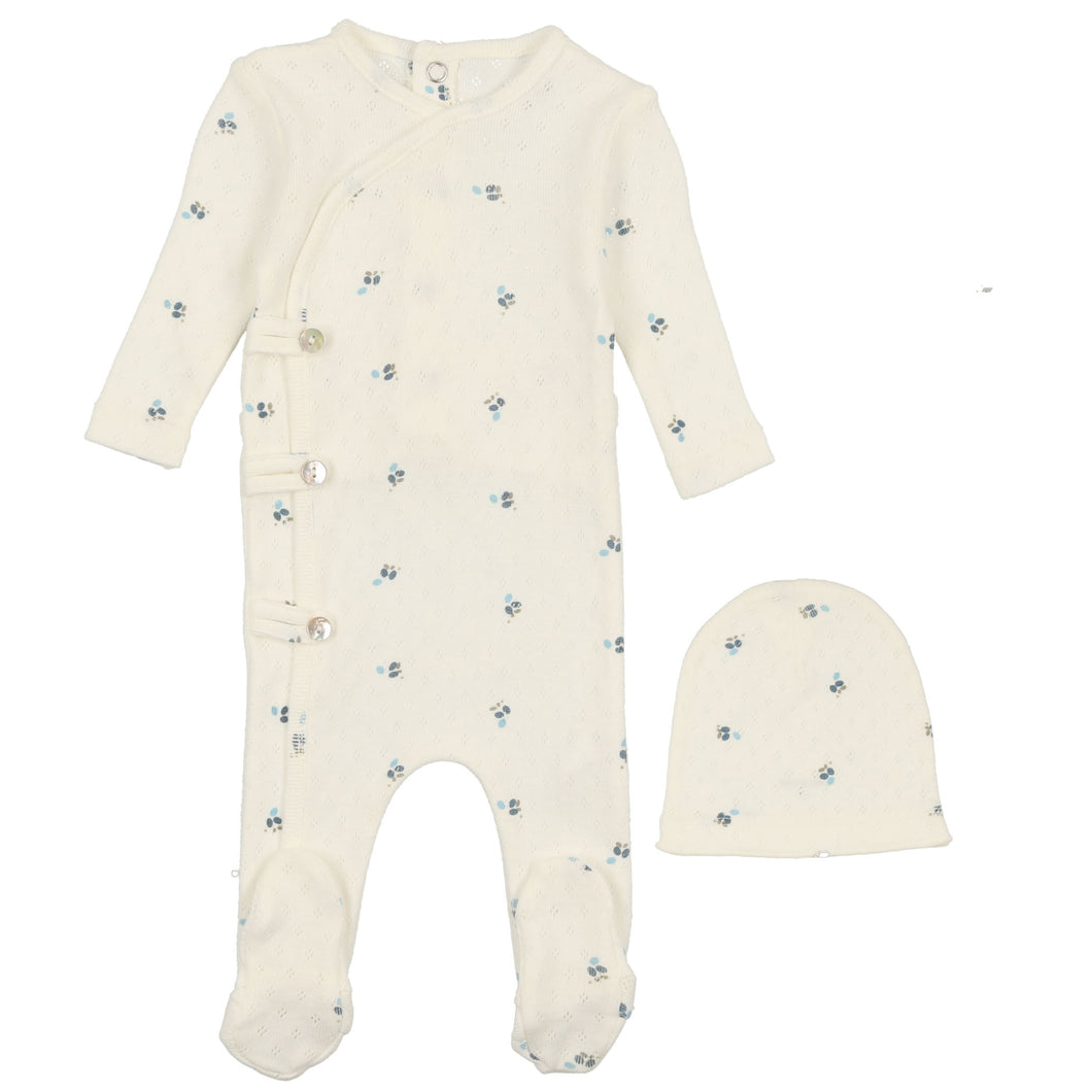 Bee & Dee Light Base Printed Pointelle Stretchie with Beanie- Boy