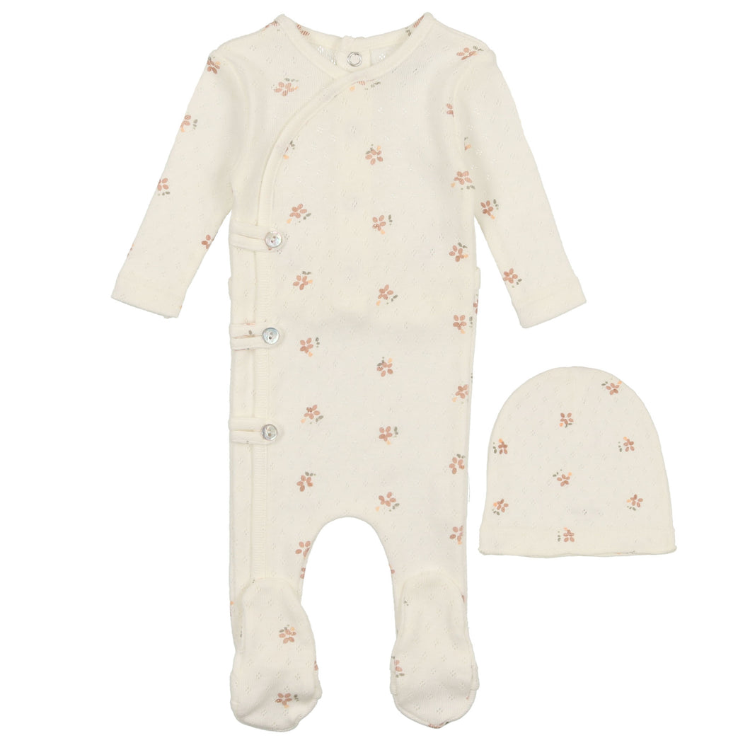 Bee & Dee Light Base Printed Pointelle Stretchie with Beanie- Girl
