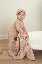 Load image into Gallery viewer, Bee &amp; Dee Dark Base Printed Pointelle Stretchie with Beanie- Girl
