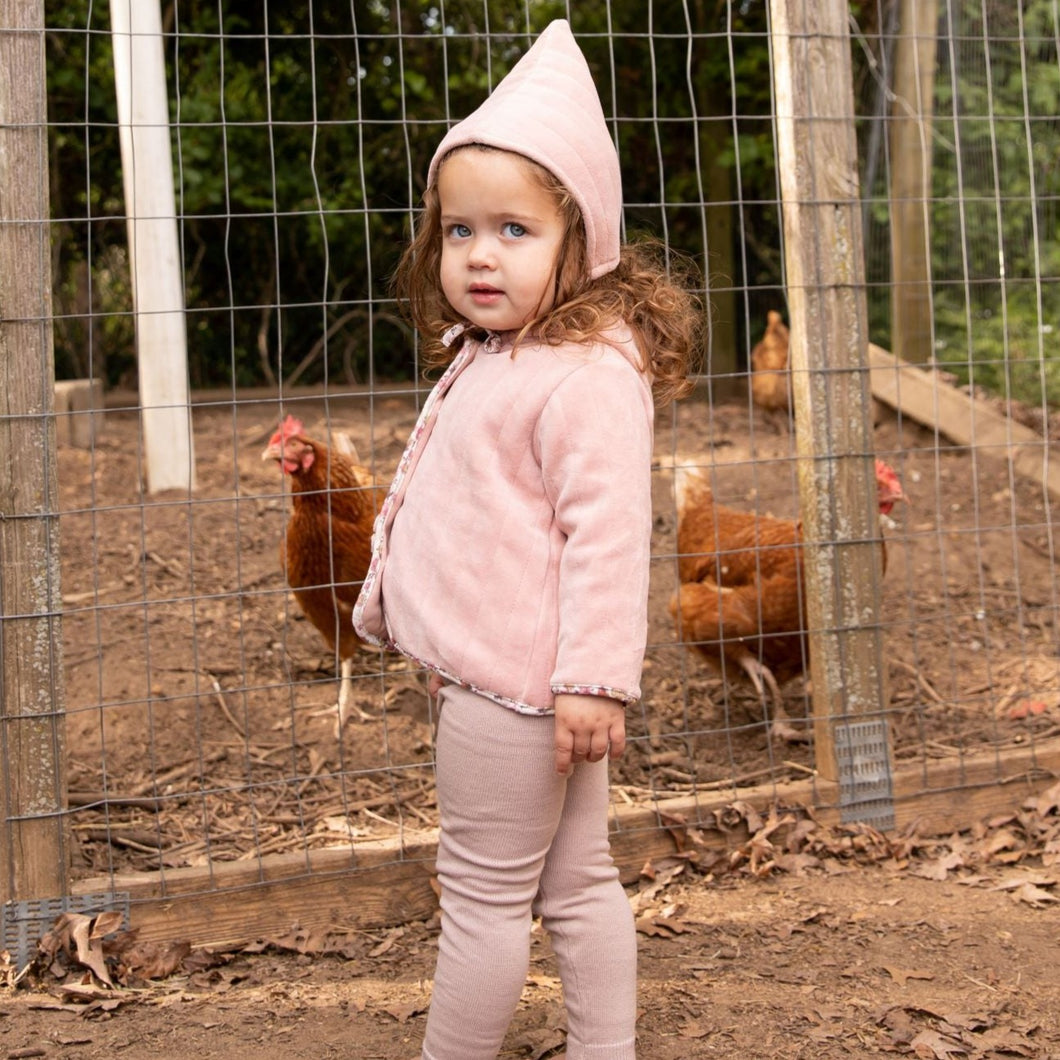 Bee and Dee Dusty Pink Quilted Print Velour Jacket and Hat