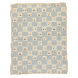 Bebe Organic Blue Rocking Horse Patchwork Blanket
