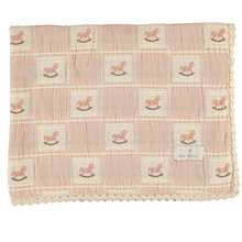 Load image into Gallery viewer, Bebe Organic Mauve Rocking Horse Patchwork Blanket
