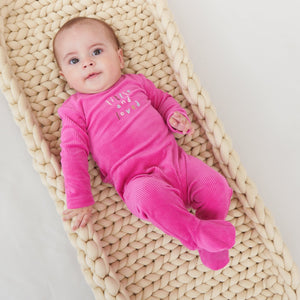 Kipp Baby Pink Little and Loved Velour Stretchie
