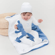 Load image into Gallery viewer, Kipp Baby Blue Bunny Velour Stretchie and Beanie

