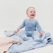 Load image into Gallery viewer, Kipp Baby White Piped Collar Velour Ribbed Layette Set
