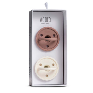 Adora Baby Pacifier- Scalloped Mauve/Vanilla