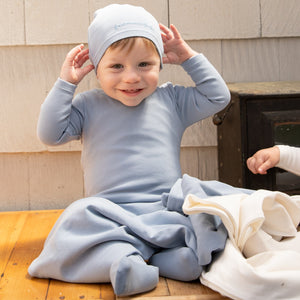 Bee & Dee Dusty Blue Script Cotton Layette Set