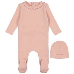 Bee & Dee Rose Script Cotton Stretchie with Beanie