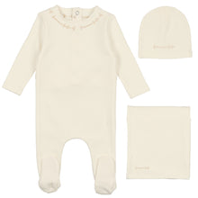 Load image into Gallery viewer, Bee &amp; Dee Snow White Script Cotton Layette Set
