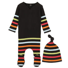 Load image into Gallery viewer, Bee &amp; Dee Multi Black Stripe Stretchie with Beanie
