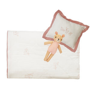 Kipp Baby Pink Fawn Padded Crib Blanket with Matching Pillow and Doll