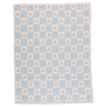 Load image into Gallery viewer, Bebe Organic Blue Teddy Bear Patchwork Blanket
