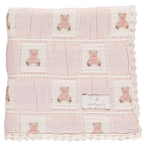 Load image into Gallery viewer, Bebe Organic Mauve Teddy Bear Patchwork Blanket
