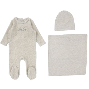 Lilette Heather Oatmeal Bebe Velour Layette Set