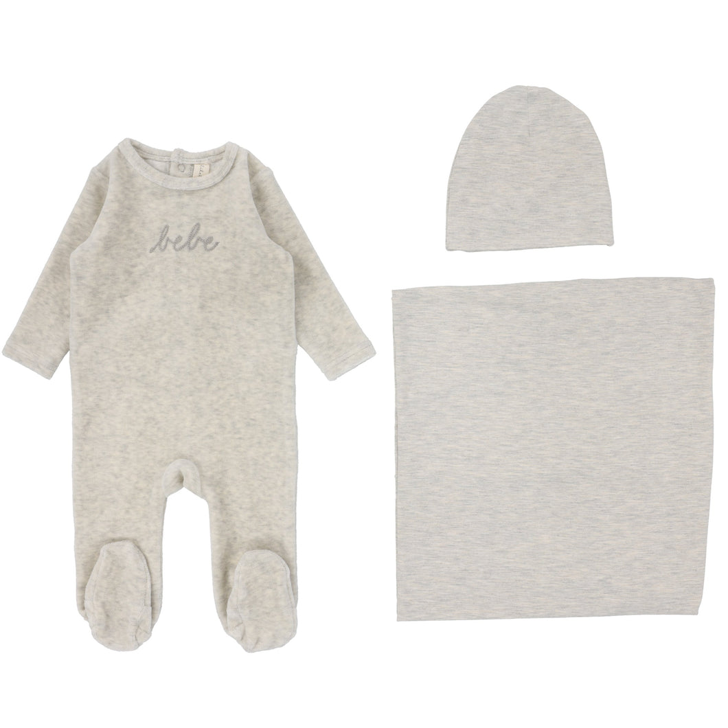 Lilette Heather Oatmeal Bebe Velour Layette Set