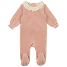 Load image into Gallery viewer, Lilette Dusty Pink Velour Ruffle Stretchie
