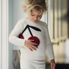 Load image into Gallery viewer, So Loved Off White/Cranberry Baby Knit 2 PCS Set With Cherry

