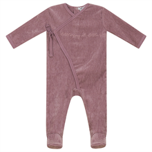 Load image into Gallery viewer, Little Fragile Mauve Mock Overlap Velour Stretchie
