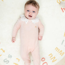 Load image into Gallery viewer, Clô Baby Pink Velour Stretchie with Embroider Collar
