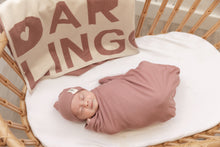 Load image into Gallery viewer, Bebe Bella Dark Almond/Blue Charming Knitted Carriage Blanket
