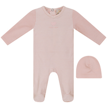 Load image into Gallery viewer, Lux Light Pink 2 Tone Striped Stretchie and Beanie
