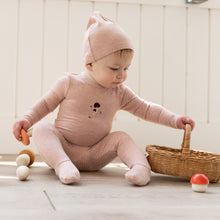 Load image into Gallery viewer, Bebe Bella Cream Mushroom Embroidery Ribbed Stretchie and Beanie
