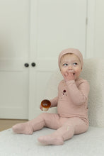 Load image into Gallery viewer, Bebe Bella Pink Mushroom Embroidery Ribbed Stretchie and Beanie
